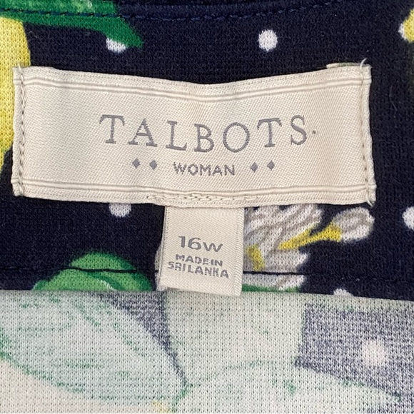 Talbots Navy Blue Lemon Pattern Skirt 16W Spring Summer Garden Girl Fruit - Picture 5 of 6